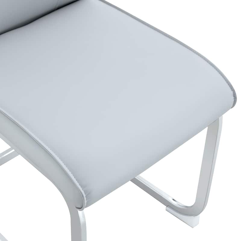 Roomfitters Arch Dining Chairs with White PU and Silver Arched Legs, Modern Upholstered Set of 4 for Home