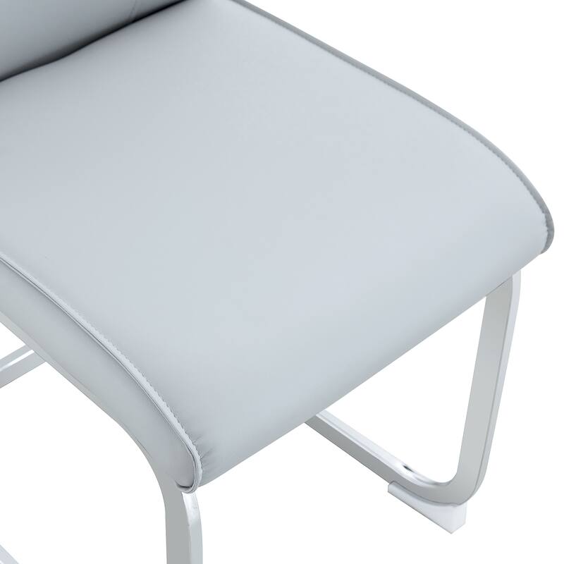 Roomfitters PU Dining Chairs with Arched Silver Metal Legs, High Resilience Upholstered Set of 6 for Dining Room