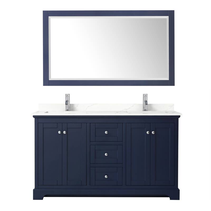 Avery 60-inch Double Vanity, Quartz Top, 58-inch Mirror