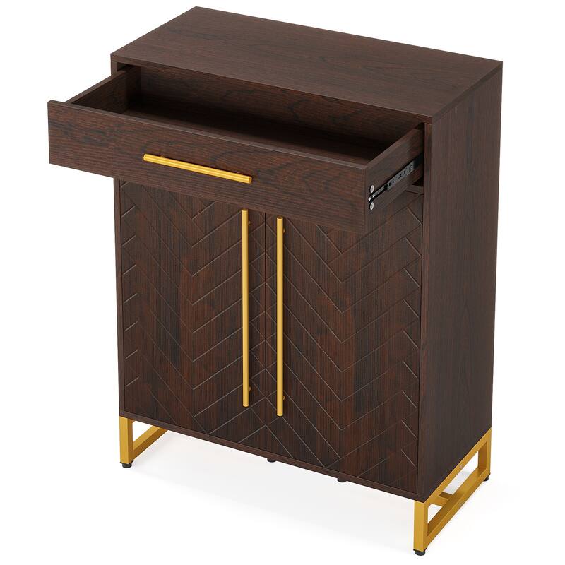 29.52" Walnut 6-Tier Wooden Shoe Storage Cabinet