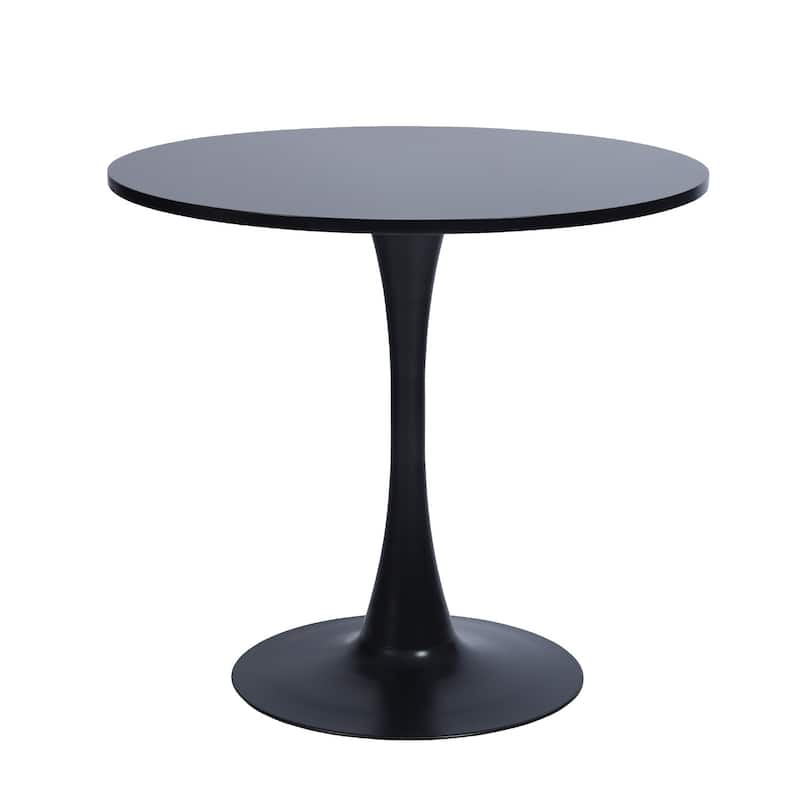 HomeRoots 32" Black Wood Pedestal Base Round Top Dining Table - 31.50 in. x 28.30 in. x 31.50 in.