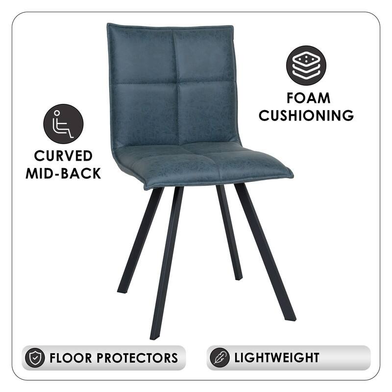 LeisureMod Wesley Modern Dining Chairs - Set of 2 Faux Leather Accent Chairs with Metal Legs for Home Kitchen or Dining Room