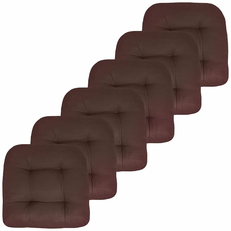 Indoor-Outdoor Reversible Patio Seat Cushion - Chocolate - Set of 6