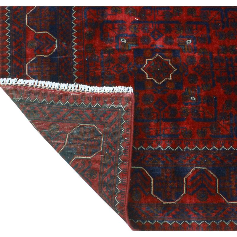 Khamyab Musayyab Red/Navy Runner - 2'9" x 12'7"