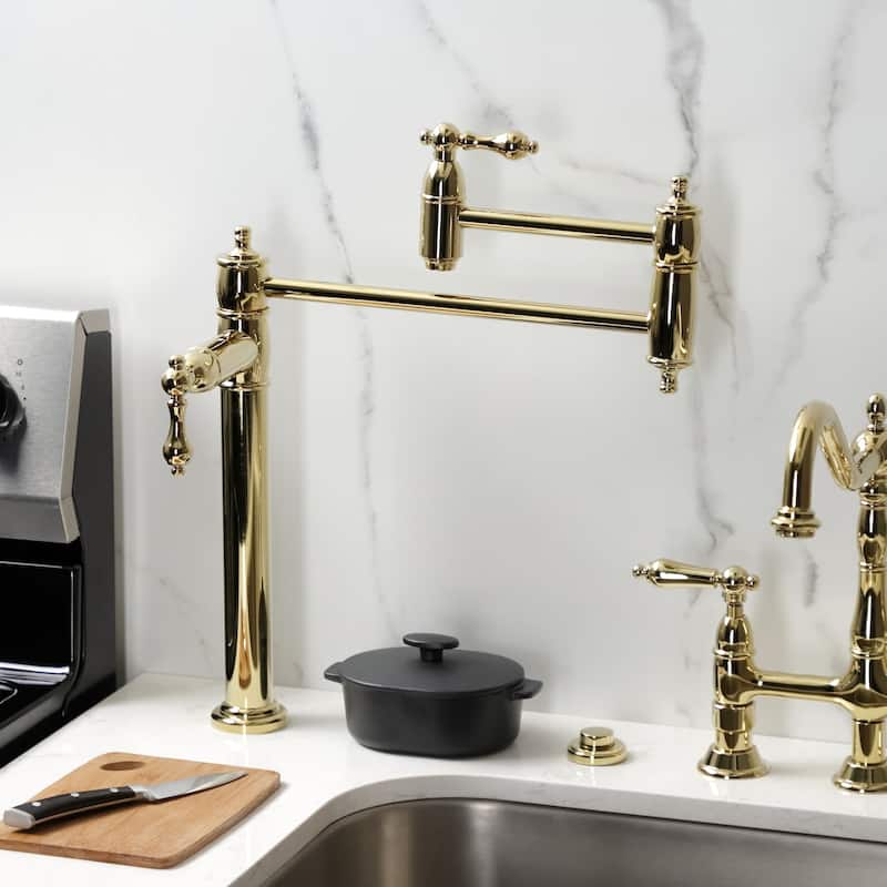 Kingston Brass Restoration Two-Handle 1-Hole Deck Mount Pot Filler Faucet