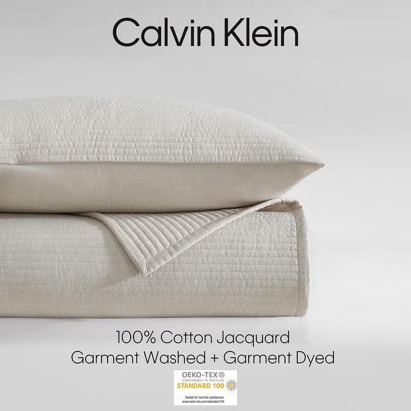 Calvin Klein Mini Channel Stitch Solid Cotton Quilt Set - On Sale 