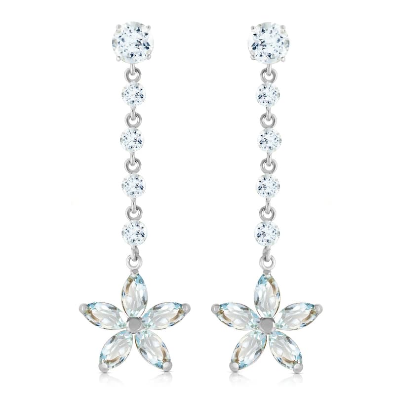 14K Solid Gold Chandelier Pure Aquamarine Gemstone Chandelier Earrings