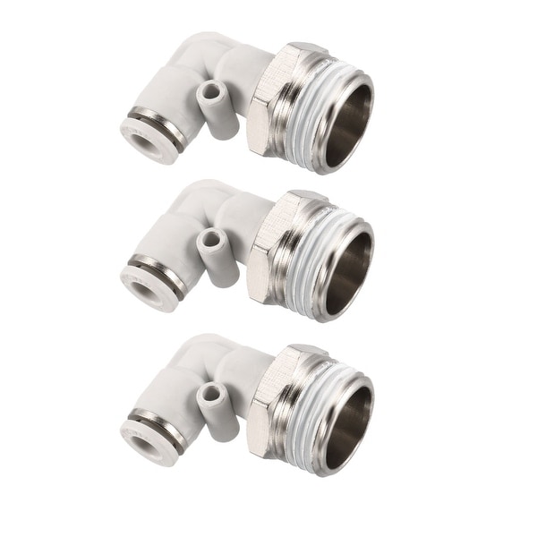 Pneumatic Push To Connect Fitting Male Elbow 6mm Tube OD X 1/2BSPT Thread 3Pcs