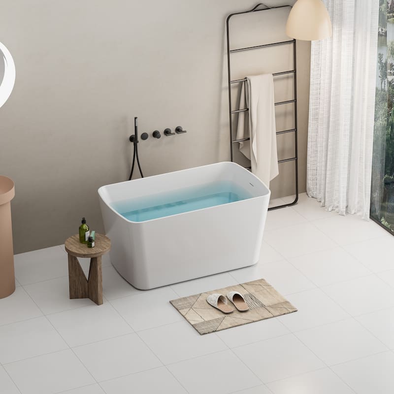 49 in. x 28 in. Acrylic Freestanding Flatbottom Soaking Bathtub