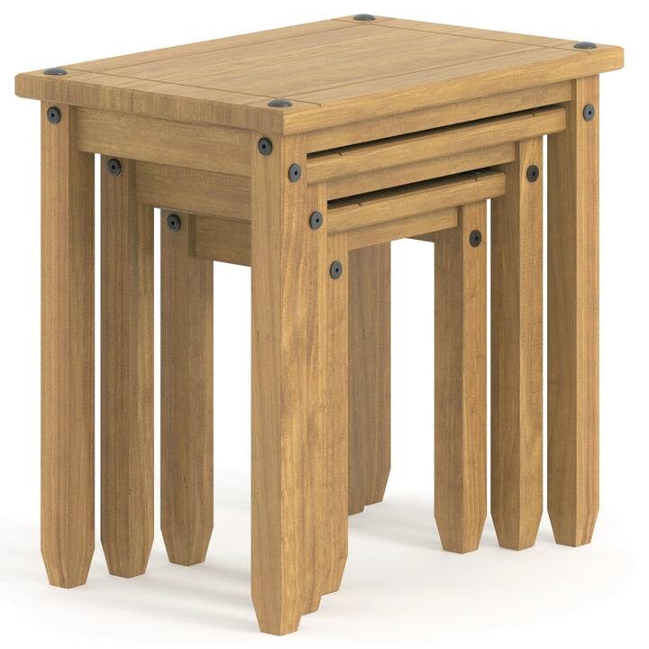 Wood Nest of 3 Tables Corona Collection | Furniture Dash - Antique brown color stain