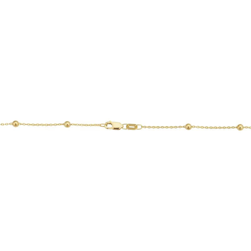 14k Yellow Gold Filled 3 mm Ball Station Satellite Necklace For Women (16, 18, 20, 24 or 30 inches)