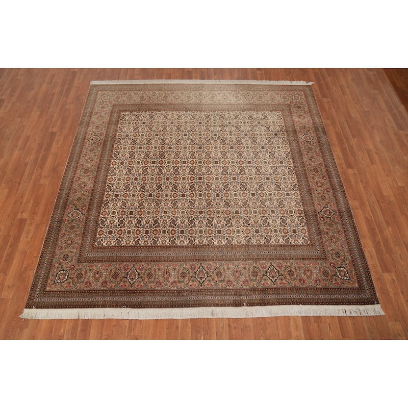 Hand Knotted Oriental 100% Wool Carpet Traditional Floral Beige & Ivories Tabriz Area Rug - 8' 2'' X 8' 2''