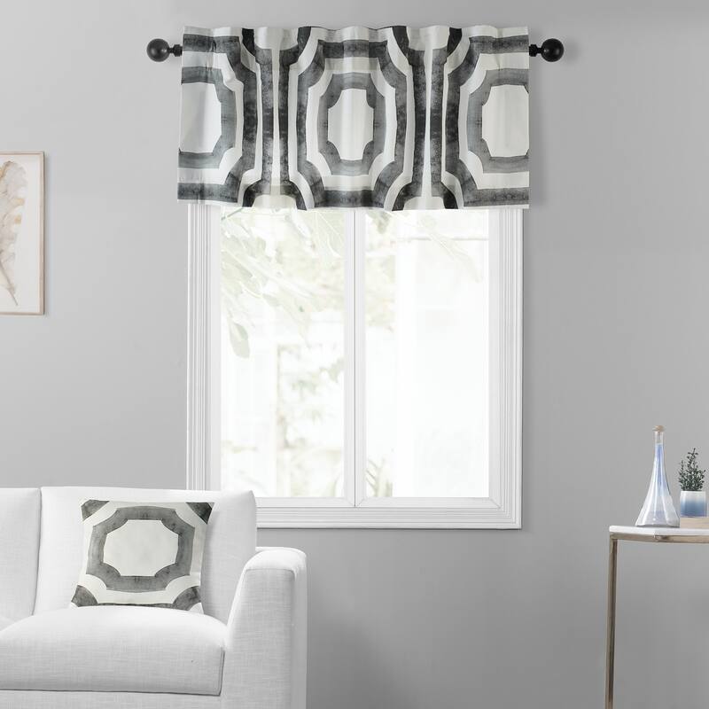 Exclusive Fabrics Mecca Printed Cotton Window Valance - 50 X 19 - Mecca Steel