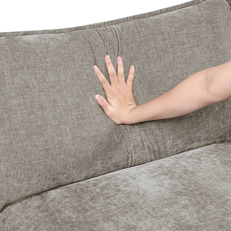 Terra 120.5" Chenille Living Room Sofa - Wood Finish Exposed Feet