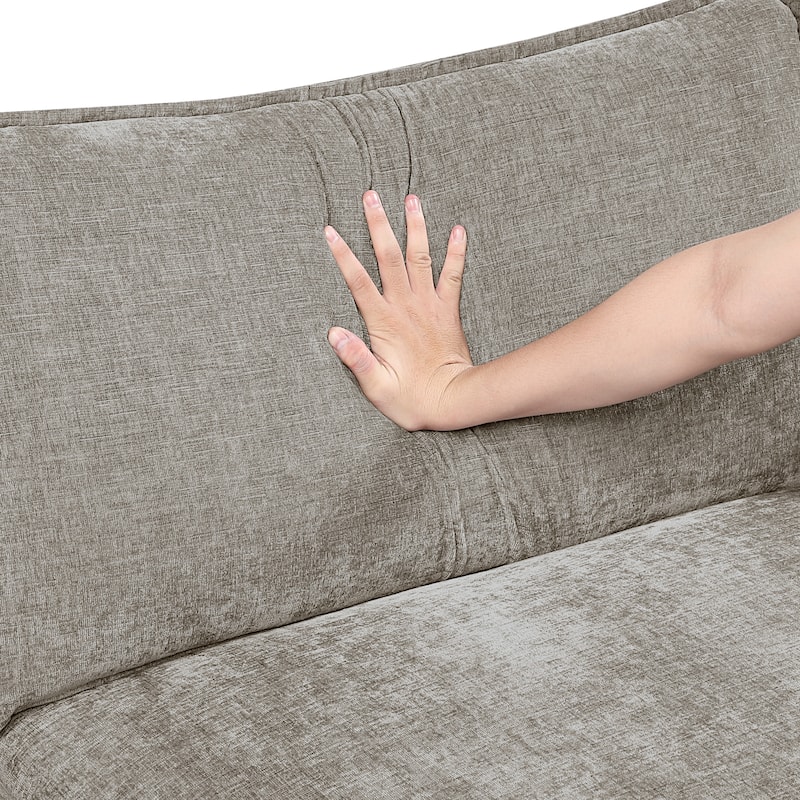 Terra Chenille 6-Piece Modular Sectional Sofa - Wood Finish Feet