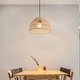 preview thumbnail 10 of 8, 1-Light Woven Rattan Bohemian Adjustable Pendant Light - 11.75*7inches 11.75*7inches - Rattan