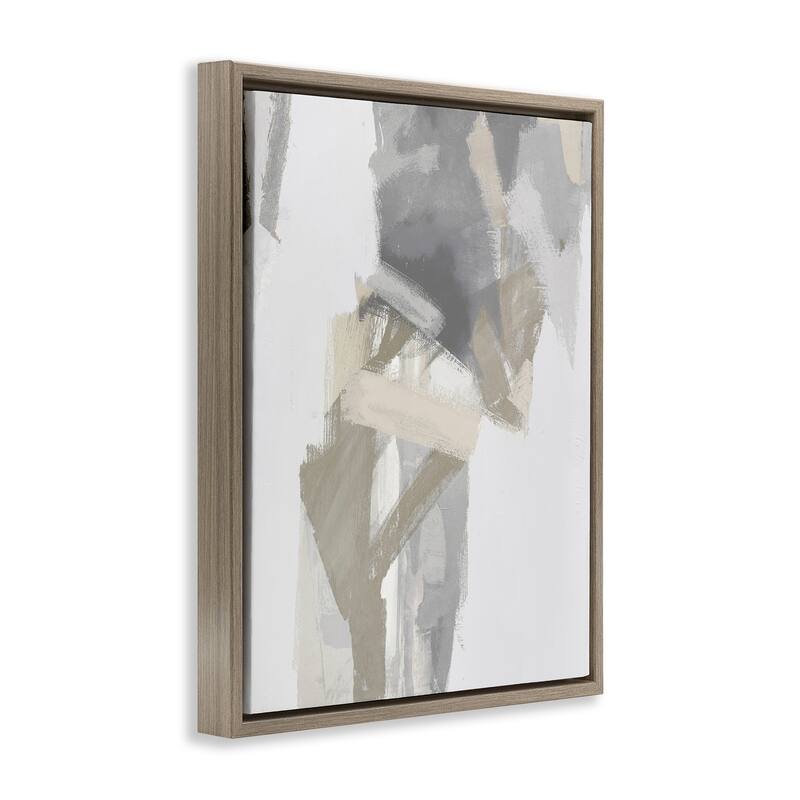Stupell Elegant Grey & Beige Streaks Framed Floater Canvas Wall Art Design By Rachel Springer
