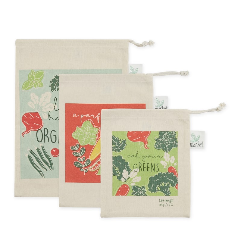 Market Produce Bags (Set of 3) - 13.5x8.5x.15" - Eat Your Greens