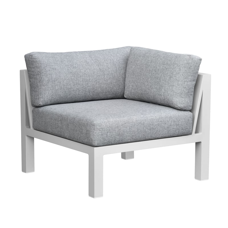 Nash Outdoor Aluminum Corner Chair with Cushions, Buff