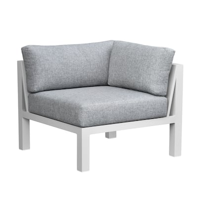 Nash Outdoor Aluminum Corner Chair with Cushions, Buff