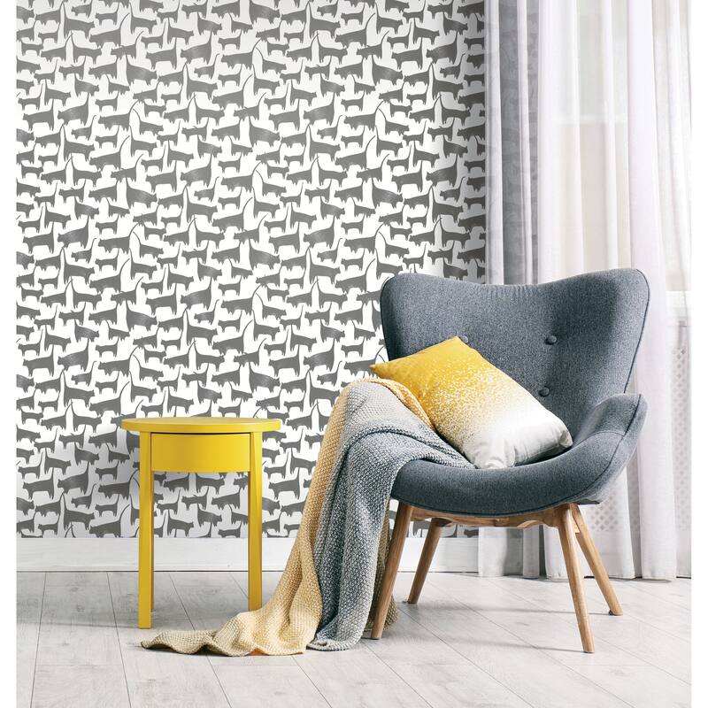 York Wallcoverings Black Cat Tails Peel and Stick Wallpaper