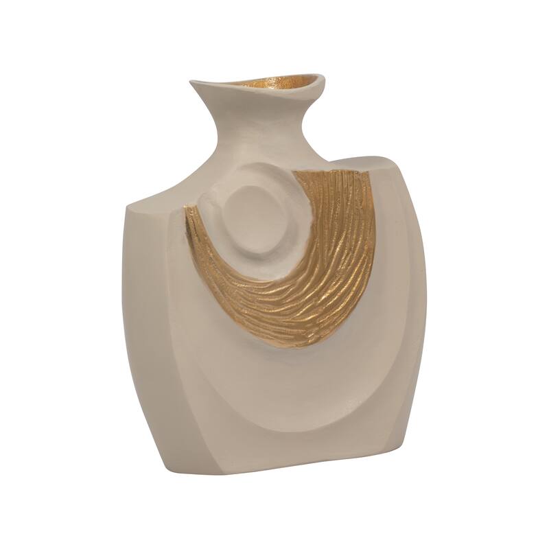 Sagebrook Home Metal Gold/Nude Rectangle Embossed Swirl Vase
