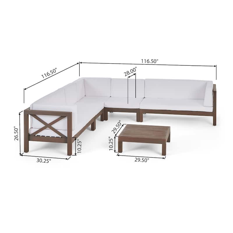 Brava 7-Seater Wood Sectional Sofa Set by Christopher Knight Home