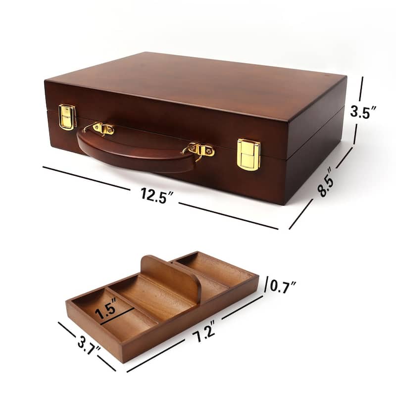 GSE™ 300pcs Casino Deluxe Wooden Poker Chip Case with 3 Wooden Chip Trays