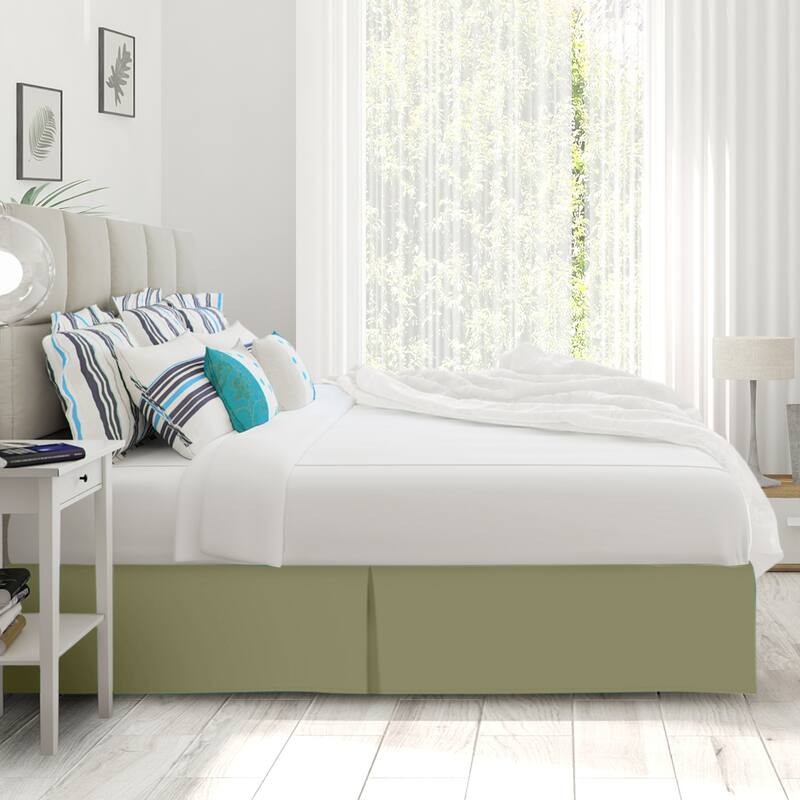 Clara Clark Pleated Bed Skirt-14 inch Tailored Drop - Soft Double Brushed Premium Microfiber Ruffle Bed Skirt - Includes 8 Pins