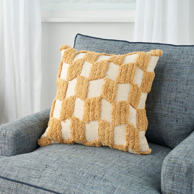 57 Grand by New Concept Washables Textured Geometric Indoor Throw Pillow , ( 18"X18" )