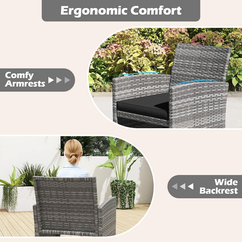 Gymax 8 Piece Patio Furniture Set Outdoor Wicker Conversation Set w/