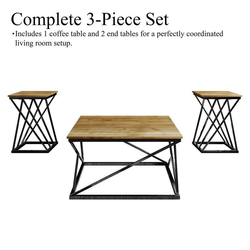 CraftPorch Sophisticated 3- Pieces Coffee Table Set