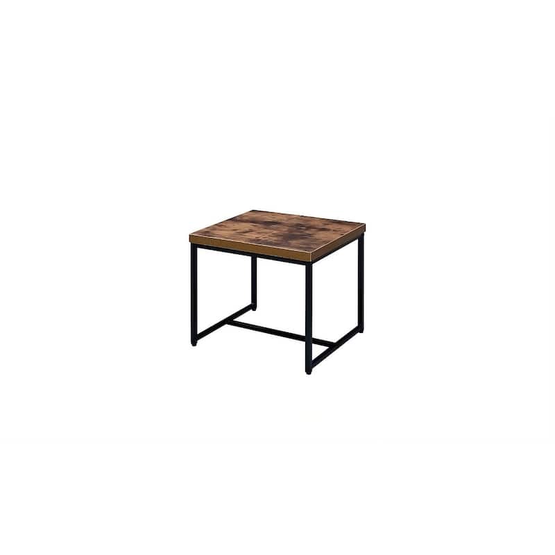 HomeRoots 19" Black And Brown Oak Manufactured Wood And Metal End Table - 22' X '19' X '19