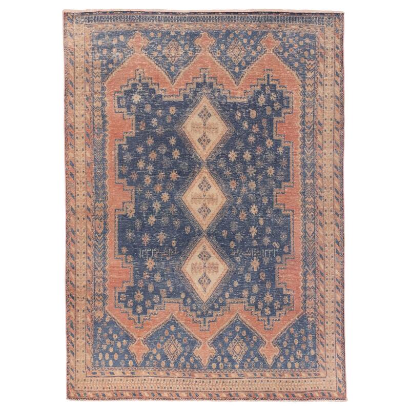 ECARPETGALLERY Hand-knotted Antalya Vintage Navy Wool Rug - 4'11 x 6'11