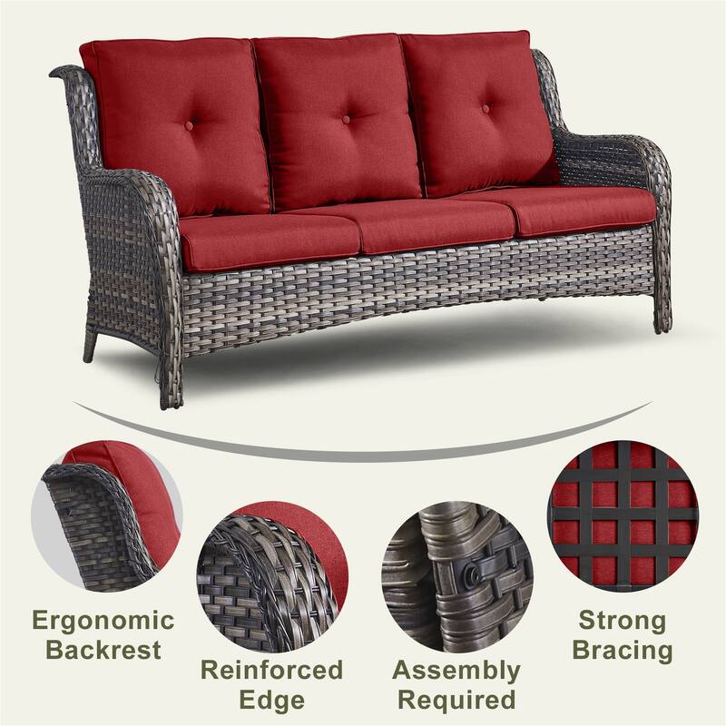 Gymojoy Outdoor Sofa Chair Ottoman Seating with Cushions