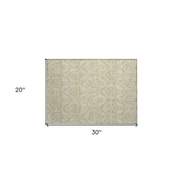 3' X 4' Green Damask Indoor Outdoor Area Rug 3' X 4' Green Damask Indoor Outdoor Area Rug