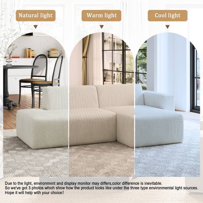 Oversized Corduroy Modular Sectional Fabric Sofa Set