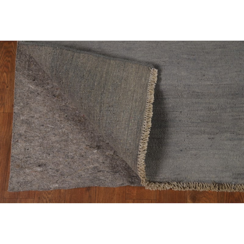 Solid Gray Gabbeh Oriental Area Rug Hand-Knotted Wool Carpet - 6'8" x 9'10"