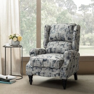 Olympus Upholstered Classic Manual Wingback Recliner with Spindle Legs by HULALA HOME