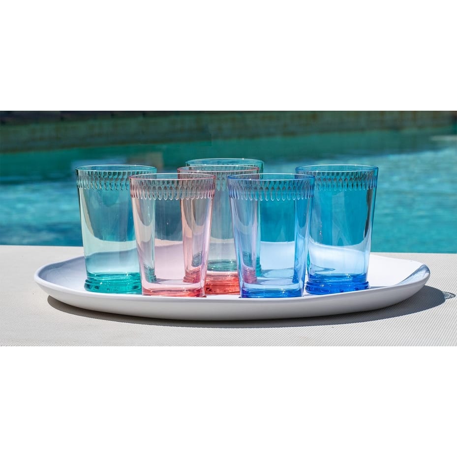 Tritan Scallop Tumblers Drinkware Set, Variety Pack, 9.5 Oz, Set of 6