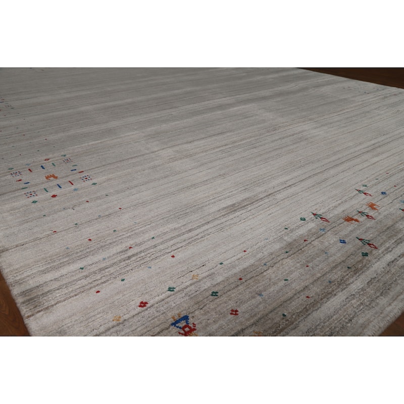 Hand Knotted Oriental 100% Wool Carpet Tribal Tribal Greys & Charcoal Gabbeh Area Rug - 10' 0'' X 8' 3''