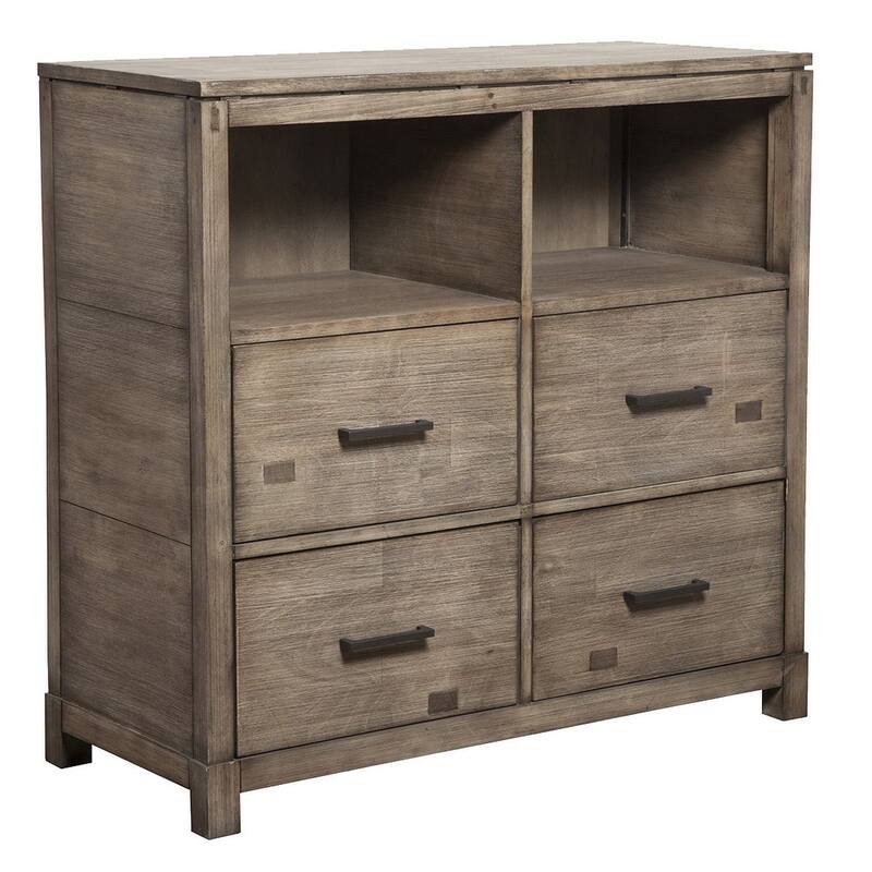 HomeRoots 42" Brown Solid Wood Open Shelving TV Stand - 40" x 41.5" x 18"
