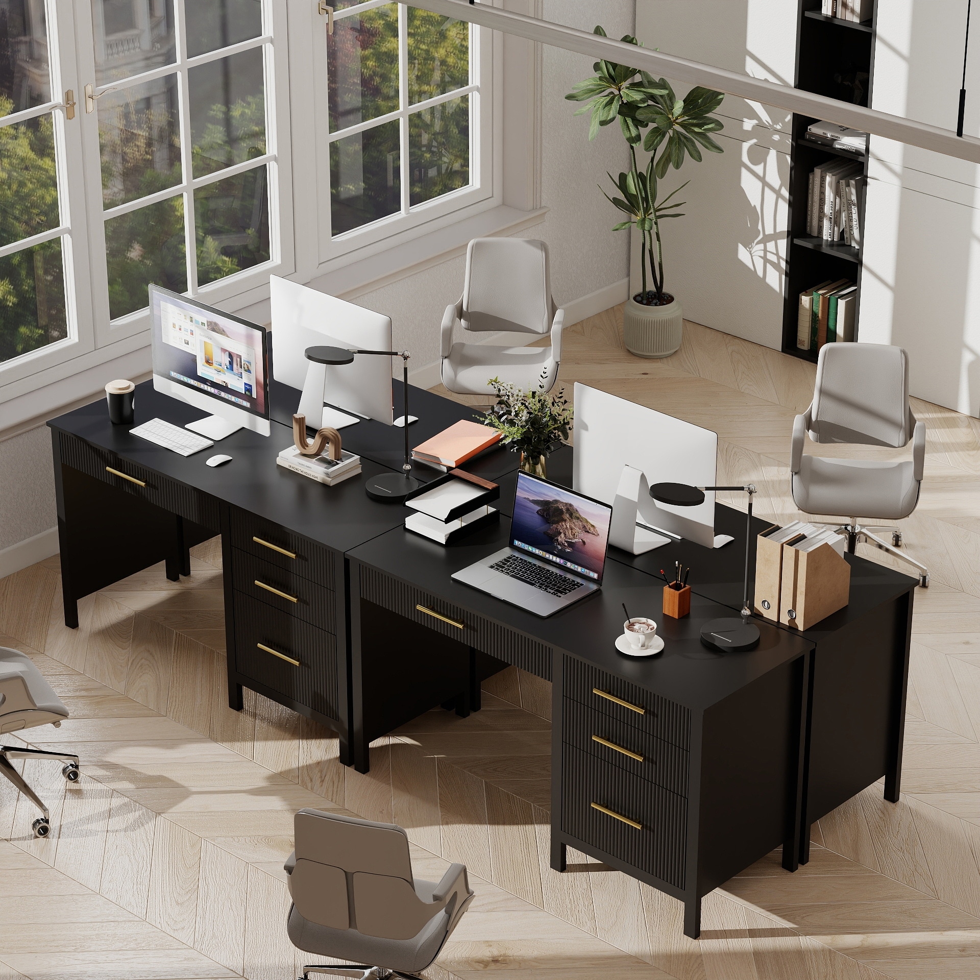Officeデスク 54W Executive Desk Home Office Desk with File Drawer - Overstock