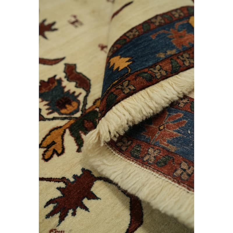 Hand Knotted Oriental 100% Wool Carpet Tribal All-Over Beige & Ivories Gabbeh (kashkoli) Area Rug - 6' 2'' X 4' 1''