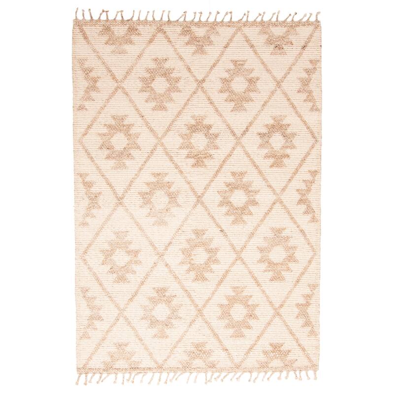 ECARPETGALLERY Braid weave Sienna Beige Wool Rug - 5'2 x 7'4