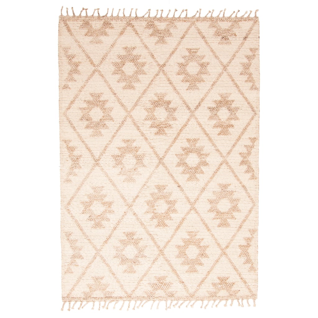 ECARPETGALLERY Braid weave Sienna Beige Wool Rug - 5'2 x 7'4