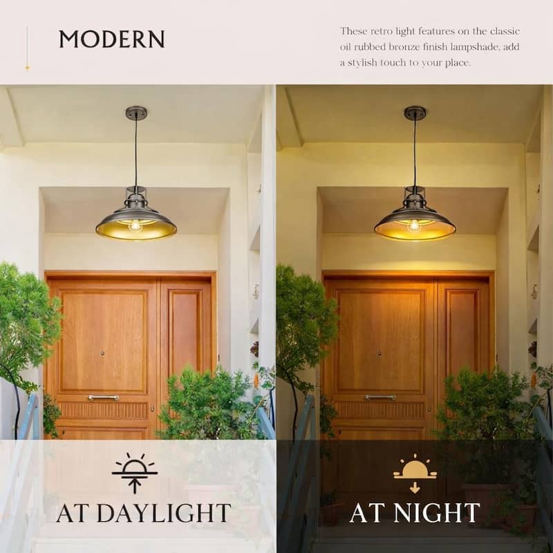 Farmhouse Vintage Barn Pendant Light Oil with Rubbed Bronze Finish