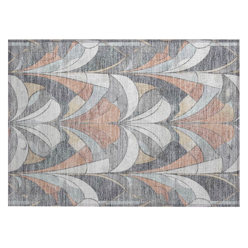 Machine Washable Indoor/Outdoor Modern Mosaic Chantille Rug