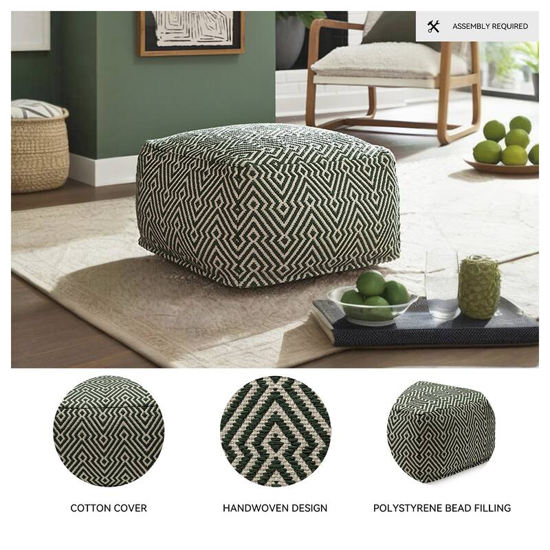 Signature Design by Ashley Abacy Green/Ivory Pouf