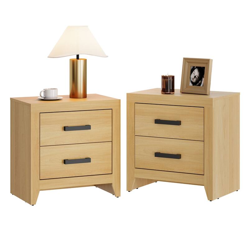 WAMPAT Farmhouse End Table with 2 Storage Drawers - Rustic Brown Accent Table for Bedroom & Living Room